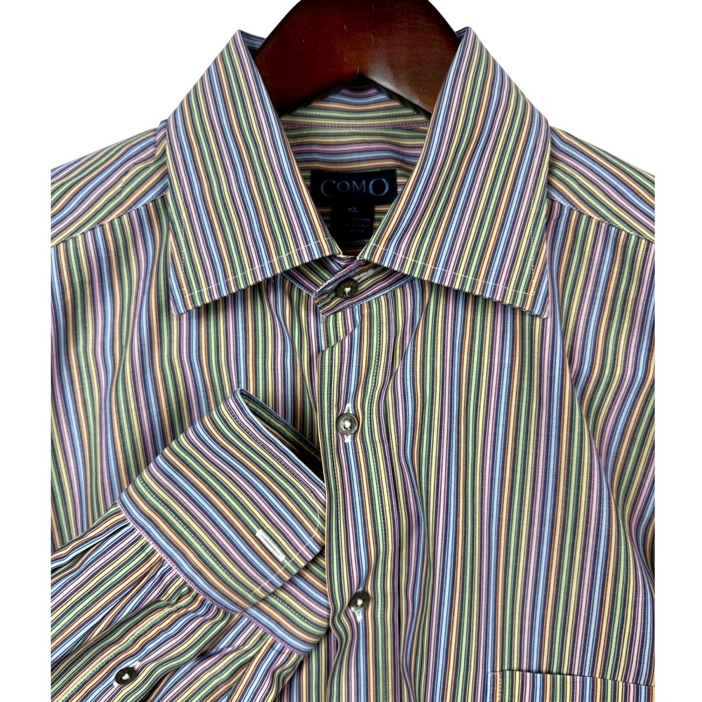 Como Sport XL Mens Shirt Striped Long‎ Sleeve Button Down Casual Dress
